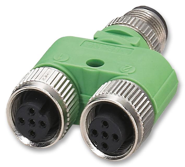 1683455 PHOENIX CONTACT, SPLITTER, M12 PLUG TO 2XM12 RCPT, 3P