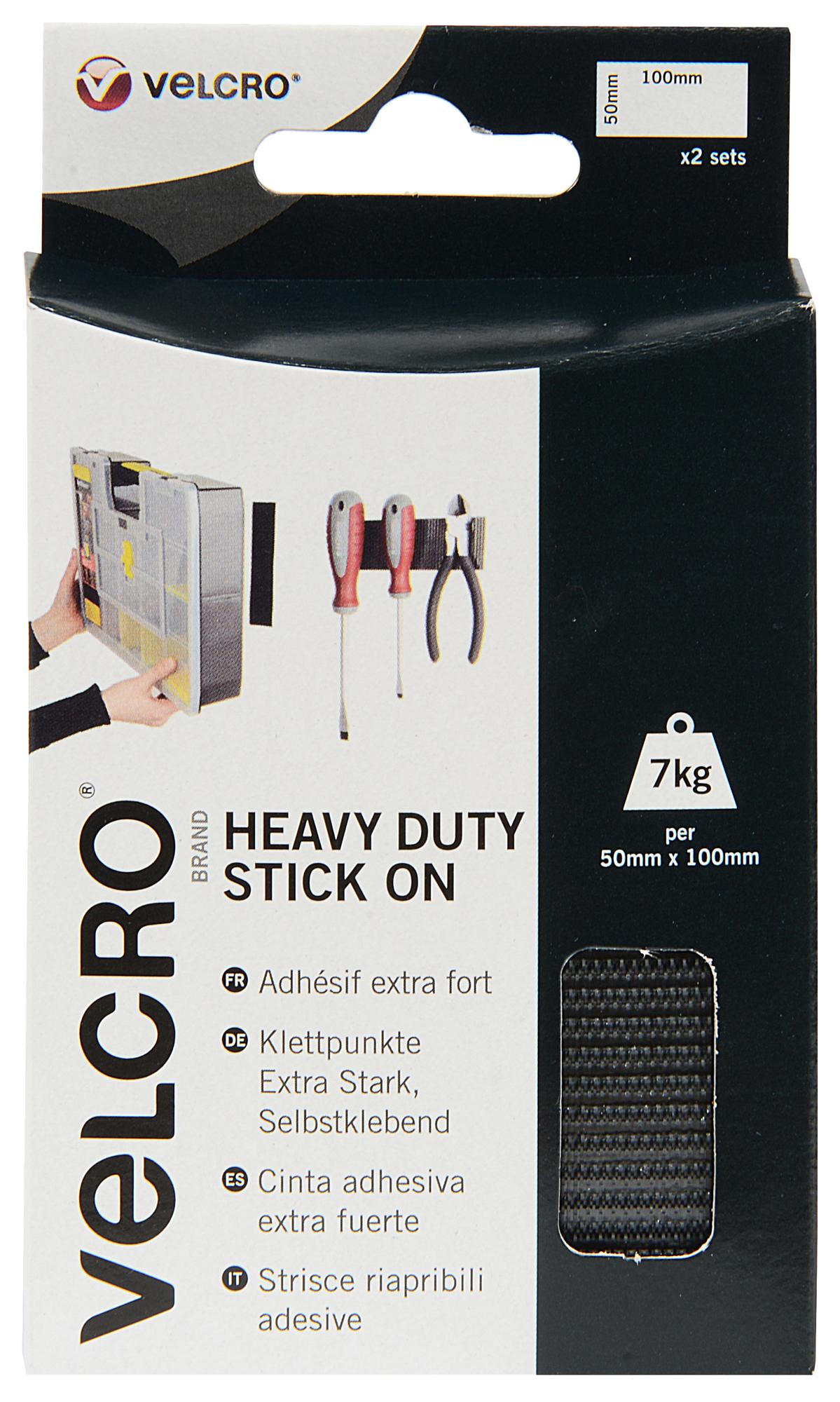 VELCRO Brand Heavy Duty Stick On Tape 50 mm x 1 m, Black & White Stick