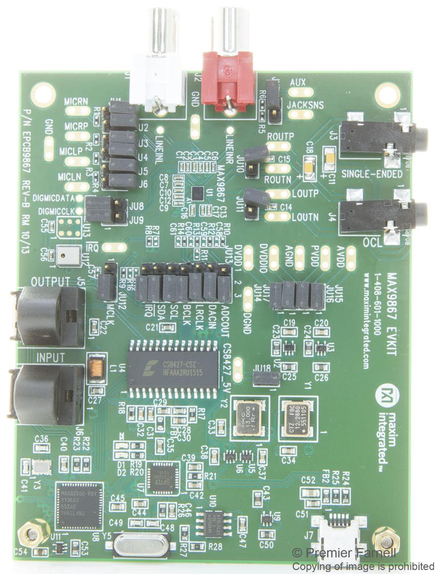 MAX9867EVKIT+ - Analog Devices - EVAL BOARD, STEREO AUDIO CODEC