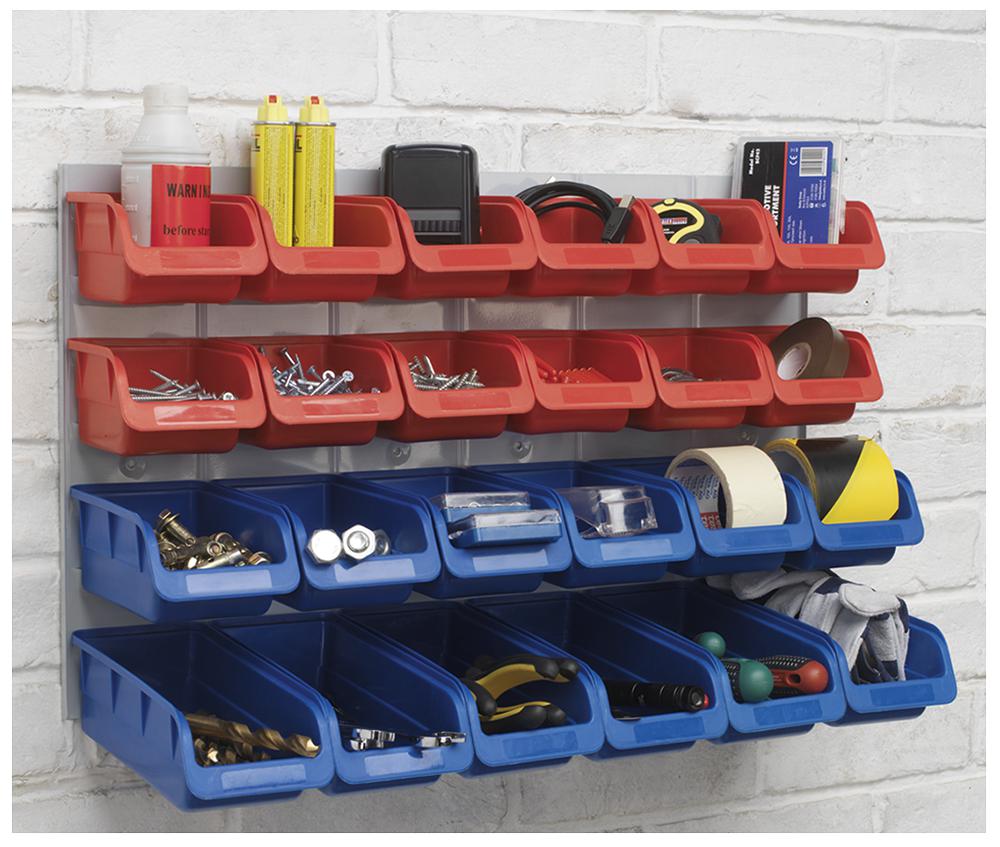 D01971 DURATOOL, Wall Mounted Storage Set with 6 Large, 6 Medium