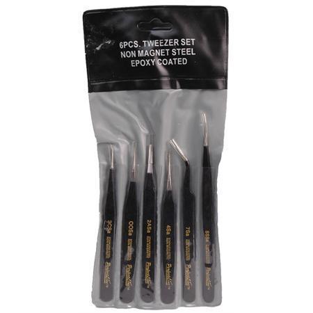 JS-555T DURATOOL, Tweezer Set, 6 Pieces, Black Epoxy | Newark