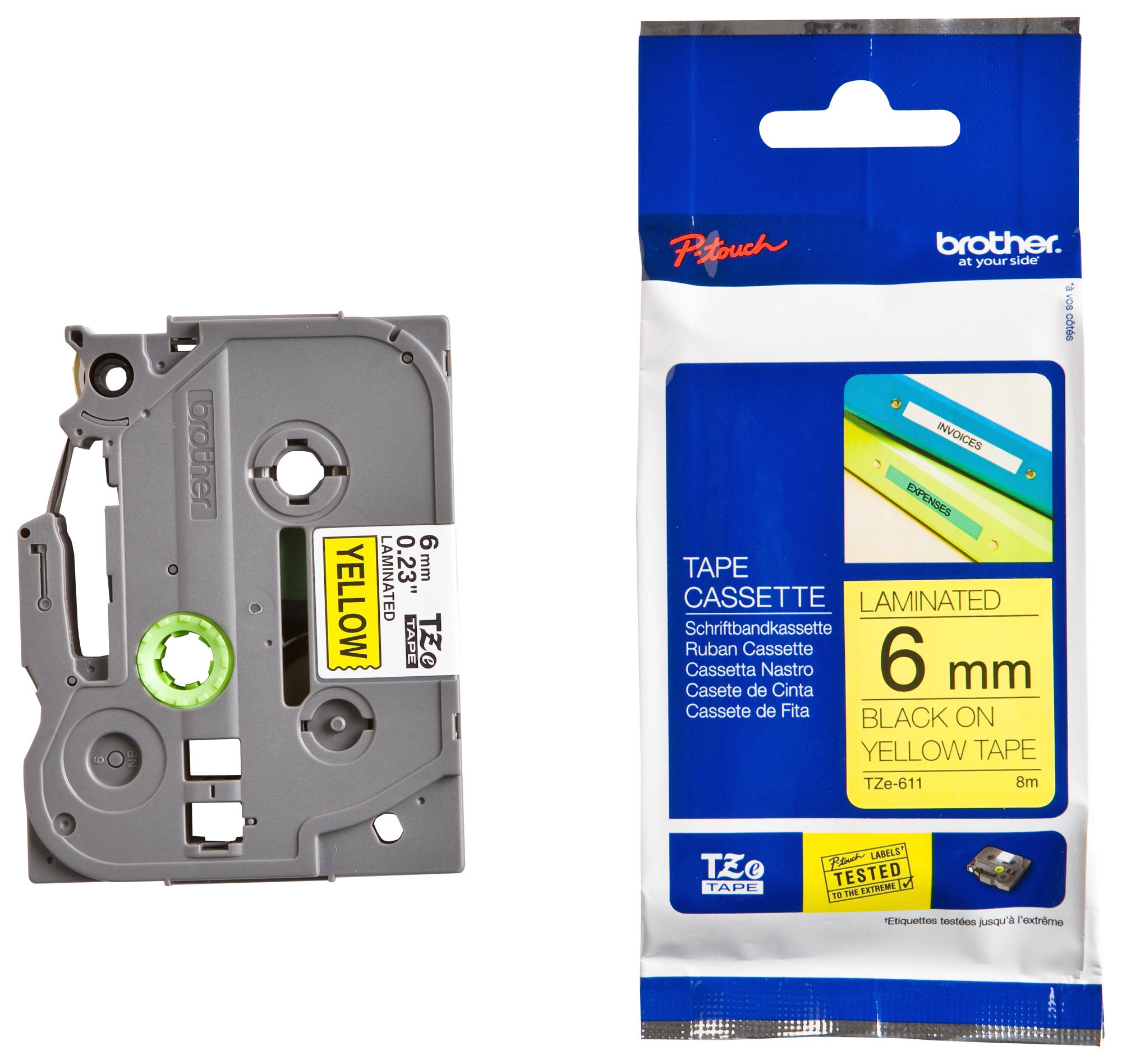 TZE-611 BROTHER, Label Printer Tape, TZe, Adhesive-Laminated
