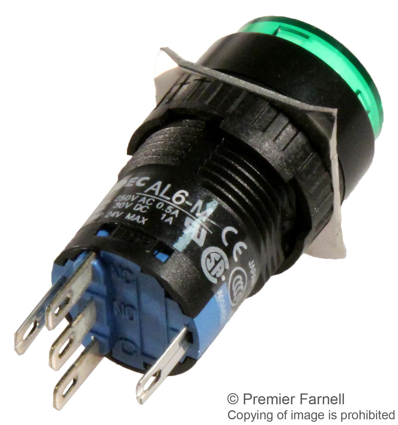 AL6M-M14-G IDEC, Industrial Pushbutton Switch, A6 Series, 16 mm