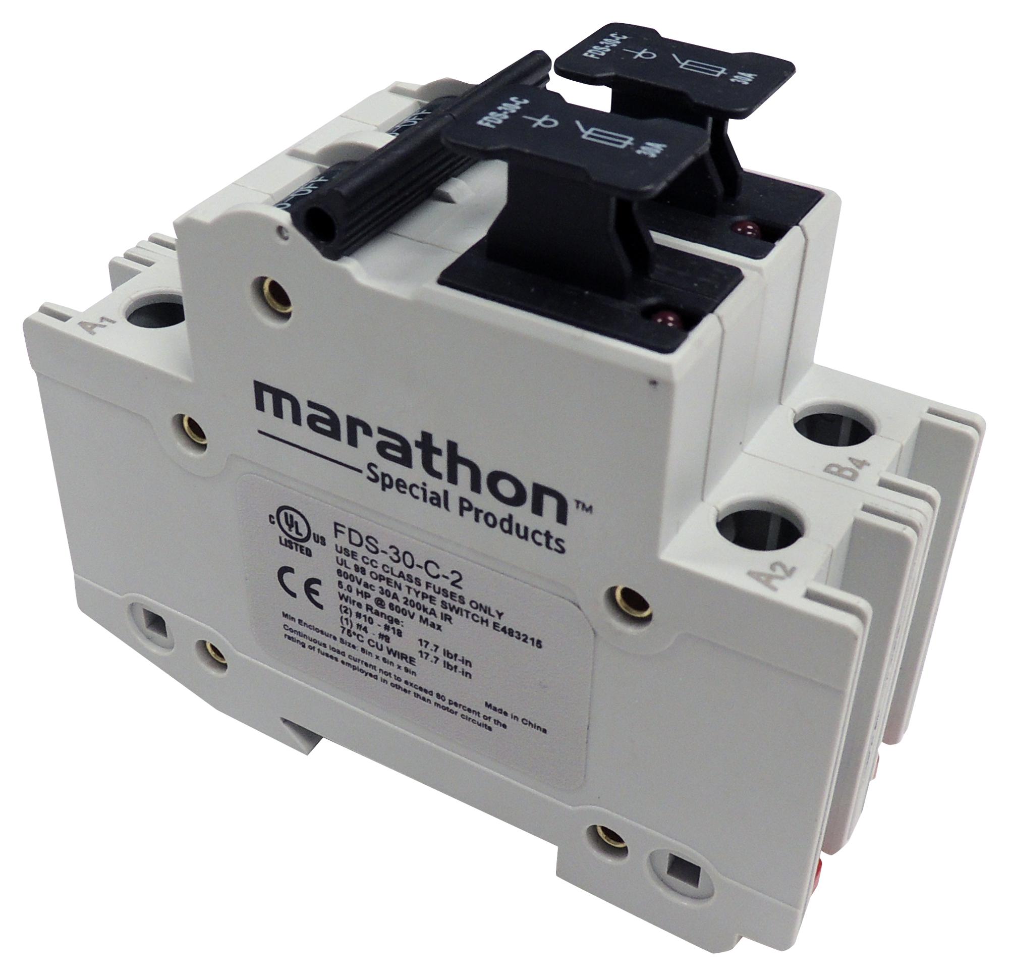FDS30C2 MARATHON SPECIAL PRODUCTS, Fused Switch, Class CC, 2 Fuse