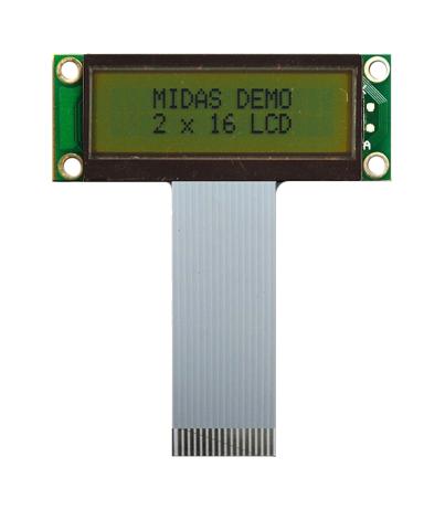 MC21603A6W-SPR-V2 MIDAS DISPLAYS, Alphanumeric LCD, 16 x 2, Black