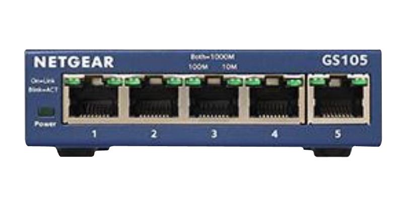 GS105NA NETGEAR, Switch, 5 Ports, Unmanaged Gigabit Ethernet