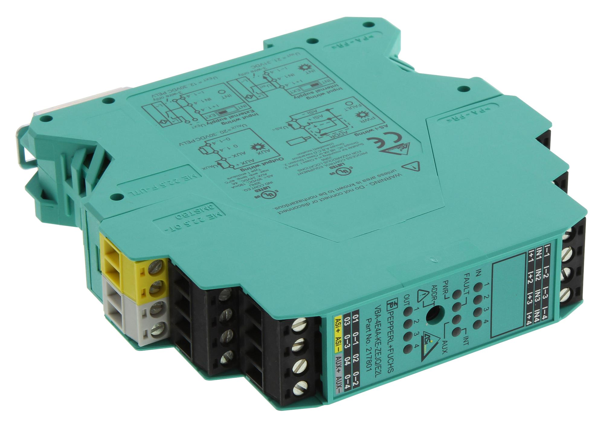 VBA-4E4A-KE-ZEJQ/E2L - Pepperl+fuchs - I/O Module, AS-Interface, 4 Inputs