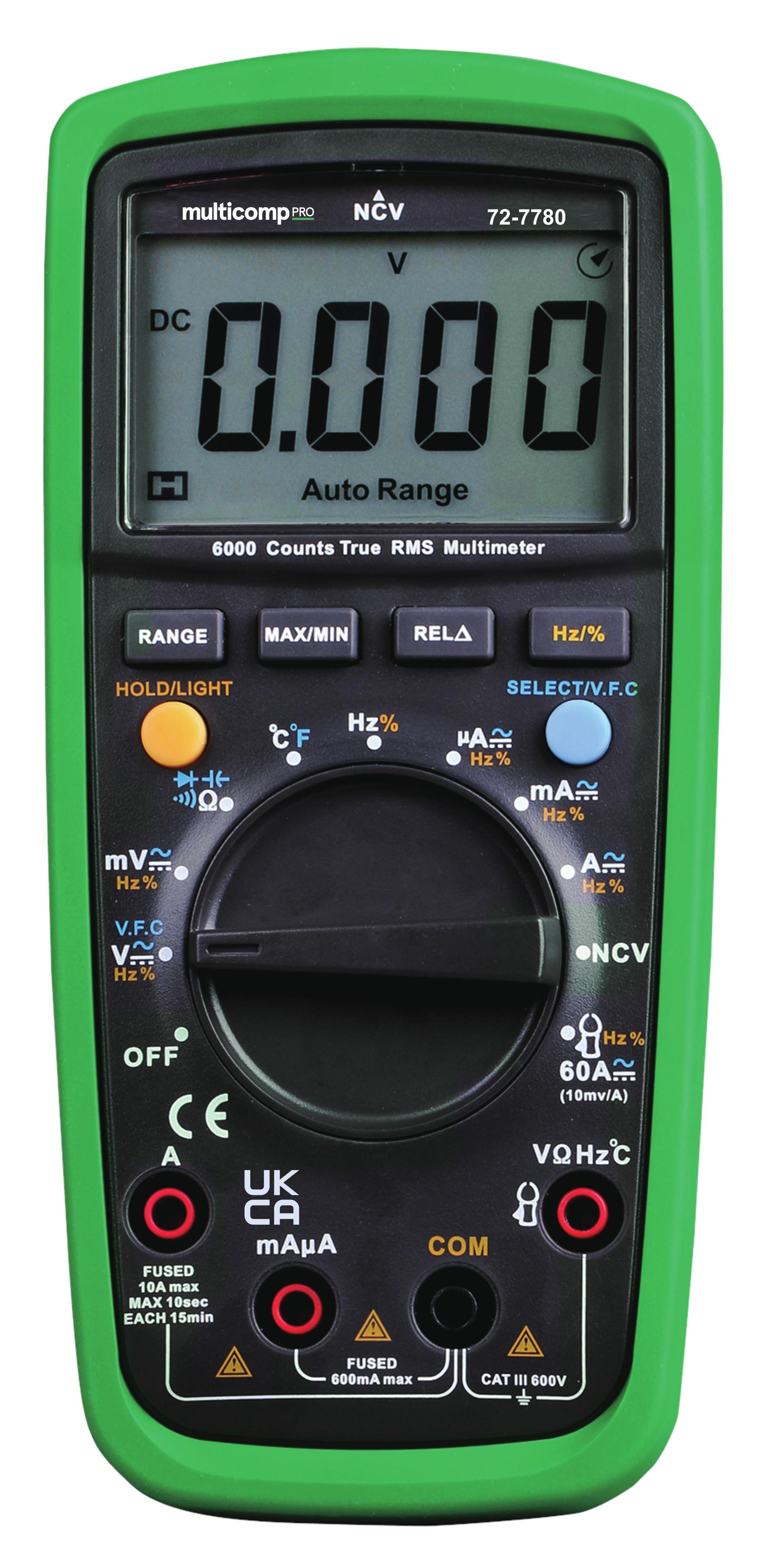 72-7780 MULTICOMP PRO, Handheld Digital Multimeter, 6000 Count