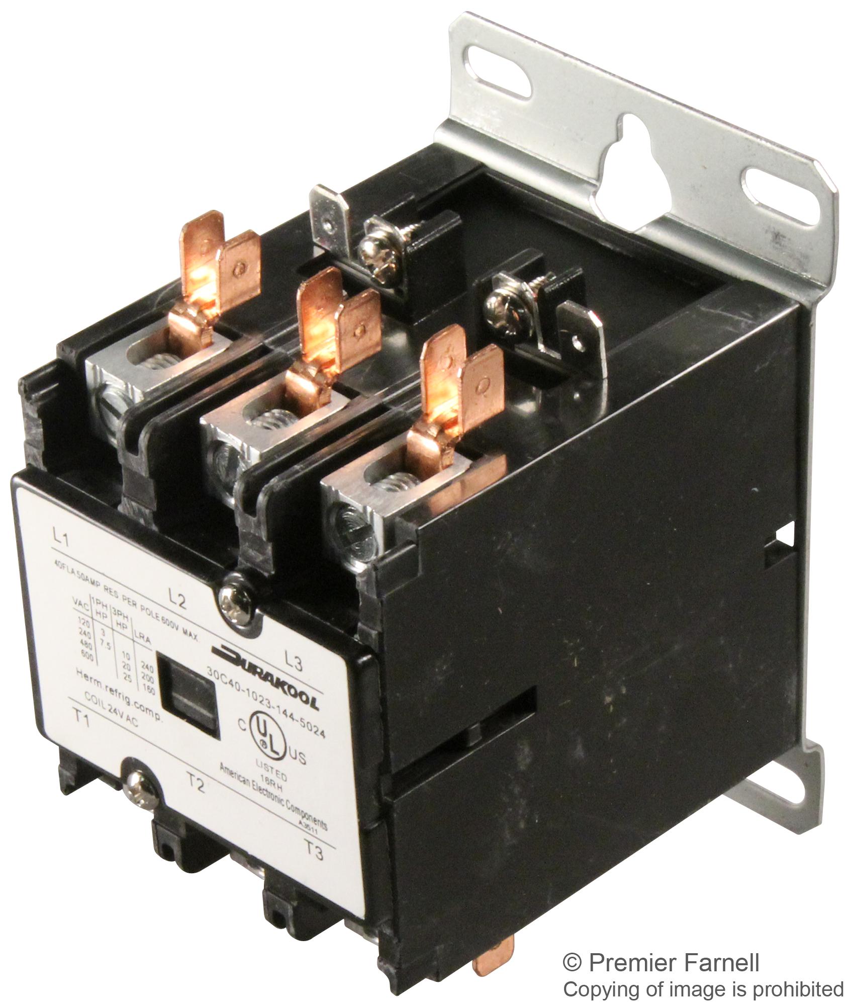 30C40-1023-144-5024 - Durakool - Contactor, Panel Mount, 3PST-NO