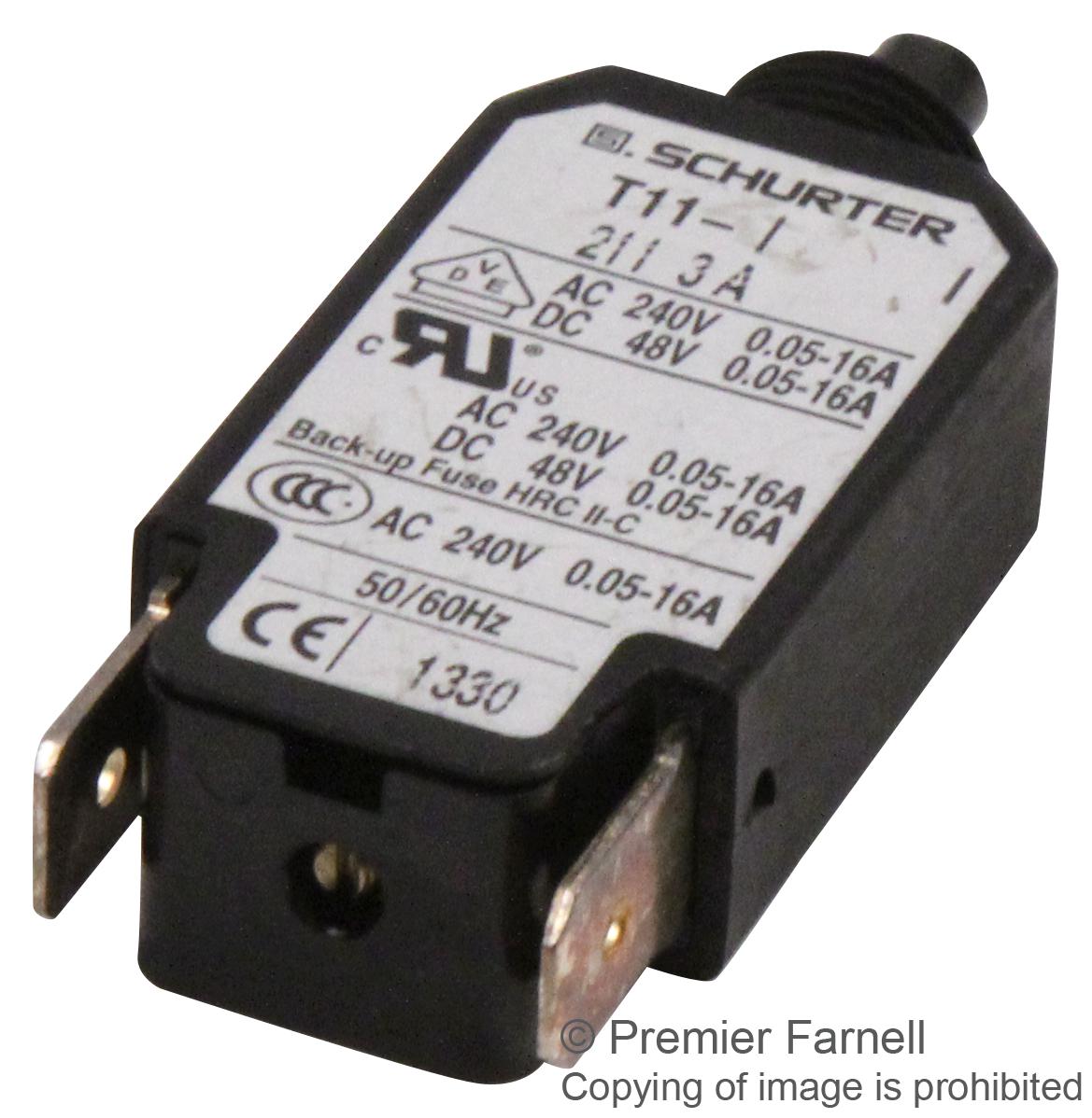 Schurter T11-611 14A Device Circuit Breaker – 4400.0033 – Black – Universal Use