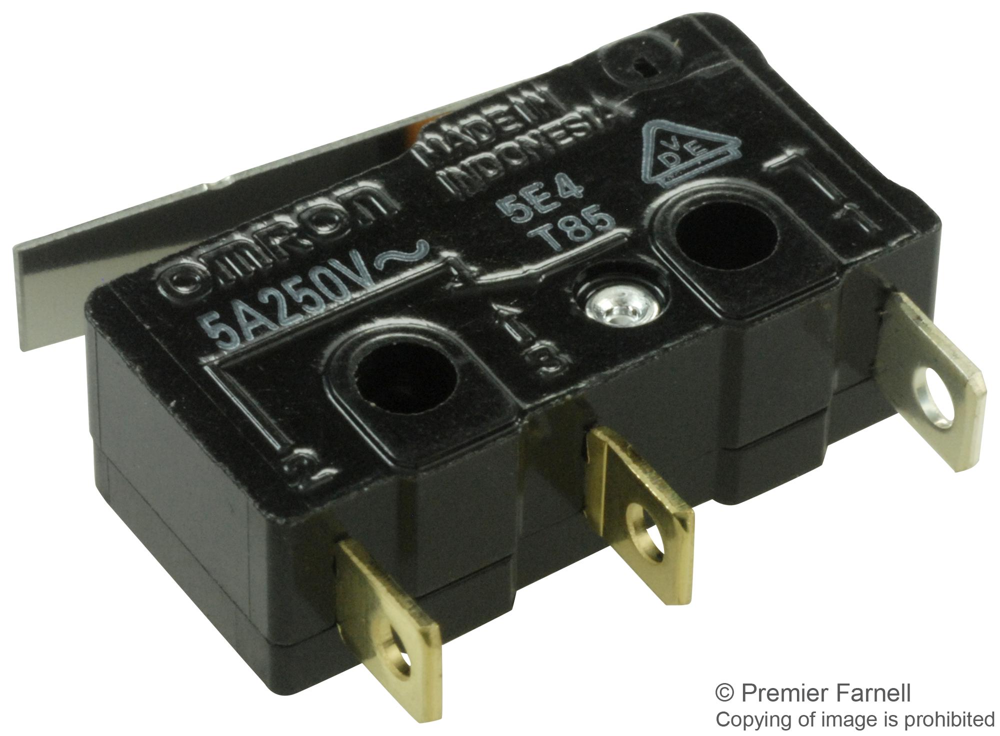Omron SS-5GL SPDT Micro Switch – 5A 125VAC, 3A 250VAC, Lever Actuator, Pack Of 4, Made In Indonesia