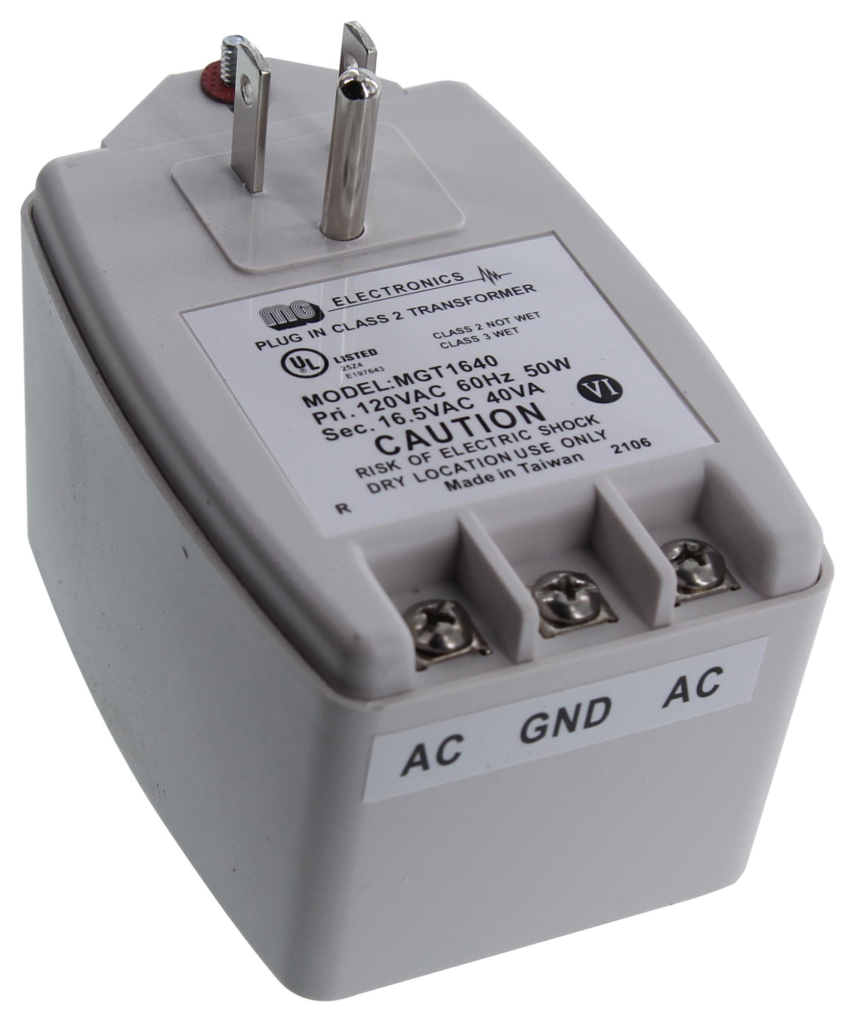MGT 1640 MG ELECTRONICS, Chassis Mount Transformer, 120V, 16.5V