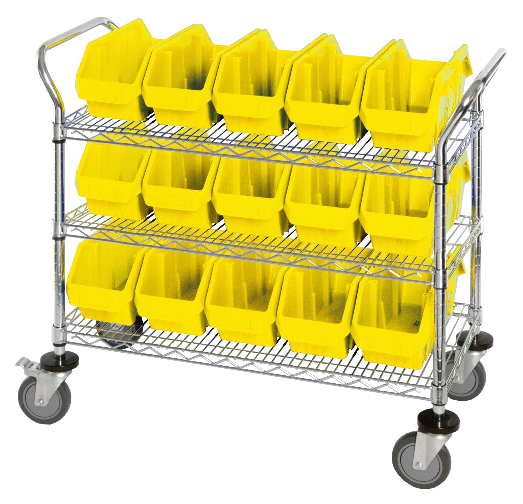 WRC3-1836-1265YL QUANTUM STORAGE, Storage Cart, Yellow, 15 Bins