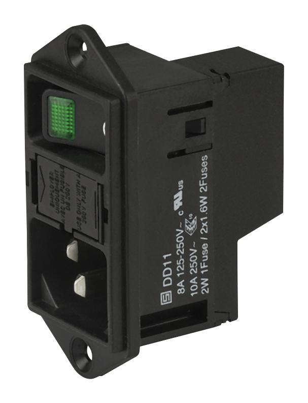 SCHURTER DD11.0113.1111 AC-Netzsteckdose 10A 250V – C14 Mit Beleuchtetem Schalter, Rot