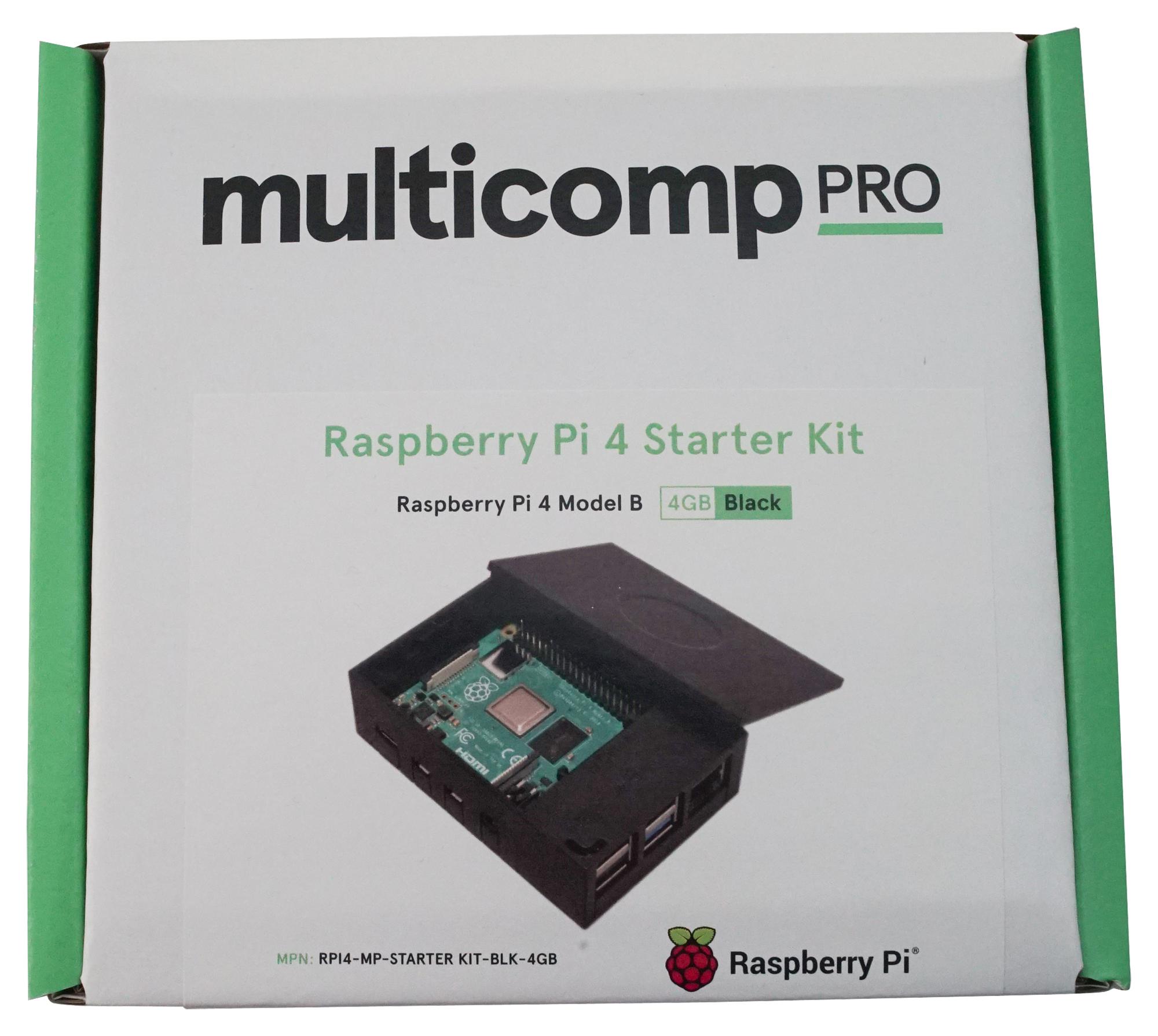 RPI4 STARTER KIT (BLACK). - Multicomp Pro - Starter Kit, Raspberry Pi-4GB,  BCM2711