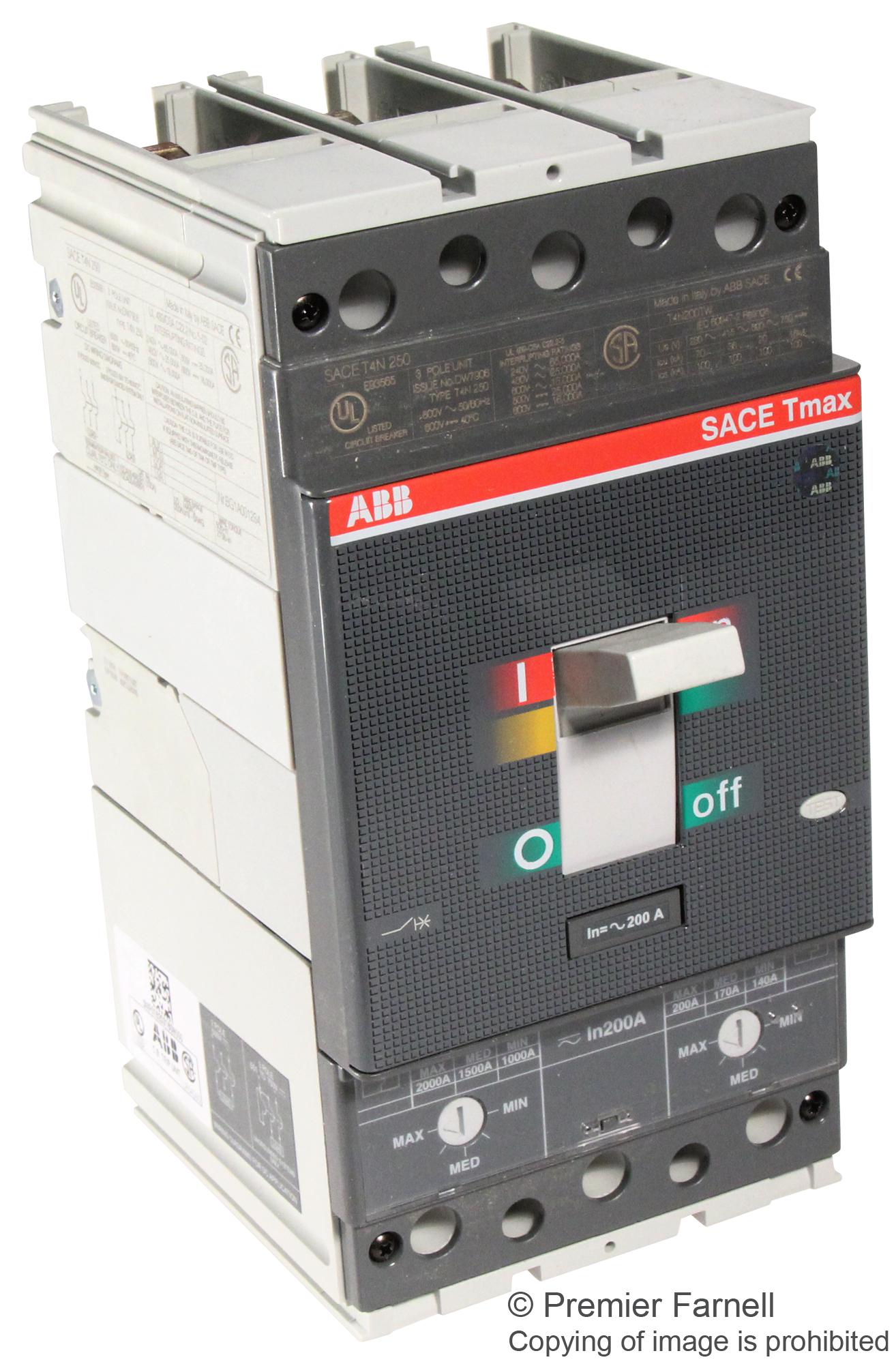 T4N200TW Abb Thermal Circuit Breaker, Molded Case, Tmax T4
