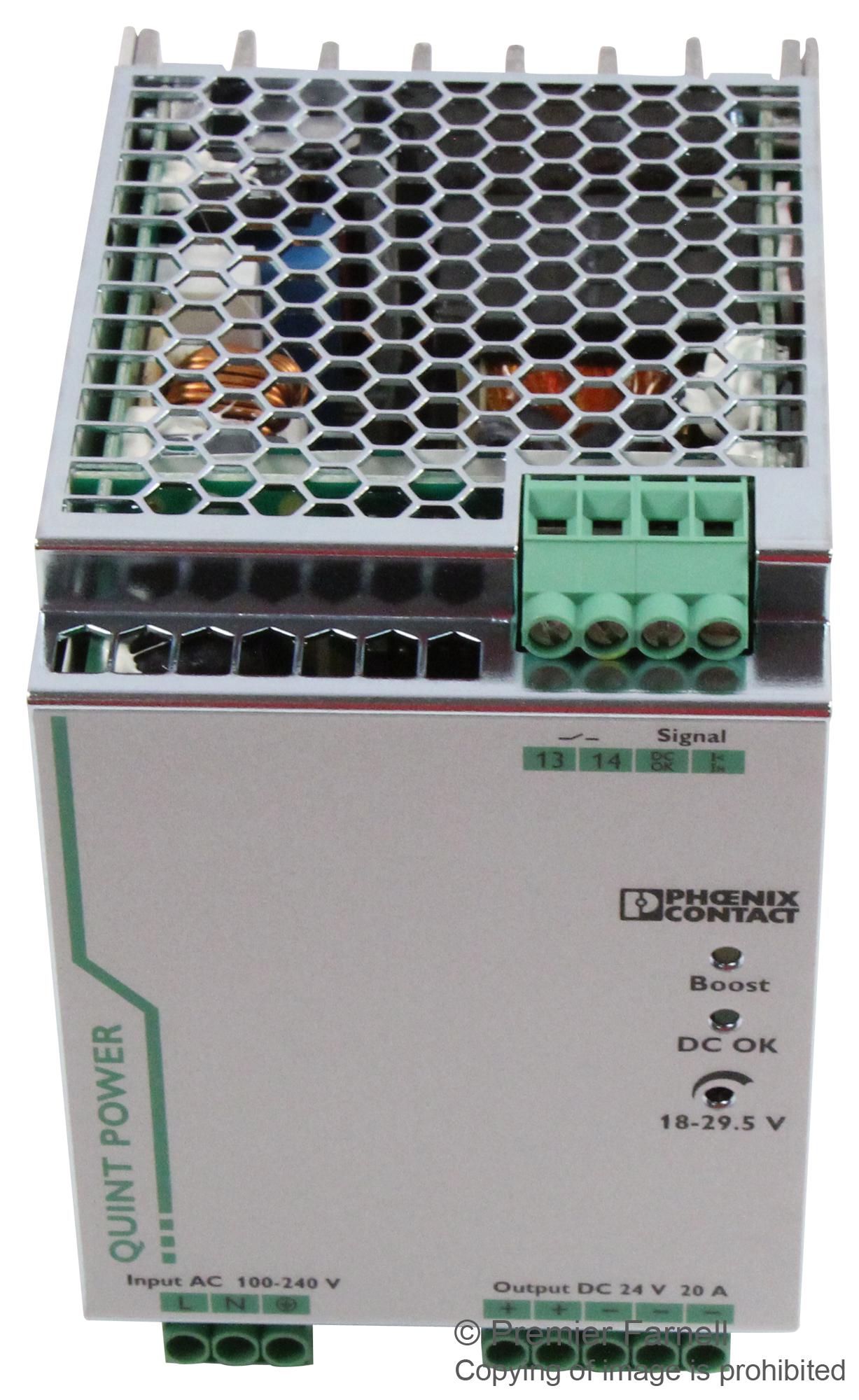 2866776 PHOENIX CONTACT, AC/DC DIN Rail Power Supply (PSU), 1