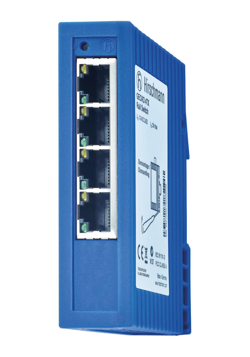 Switch Gestito Hirschmann Gecko 4TX Ethernet 942104-001, Made In Germany