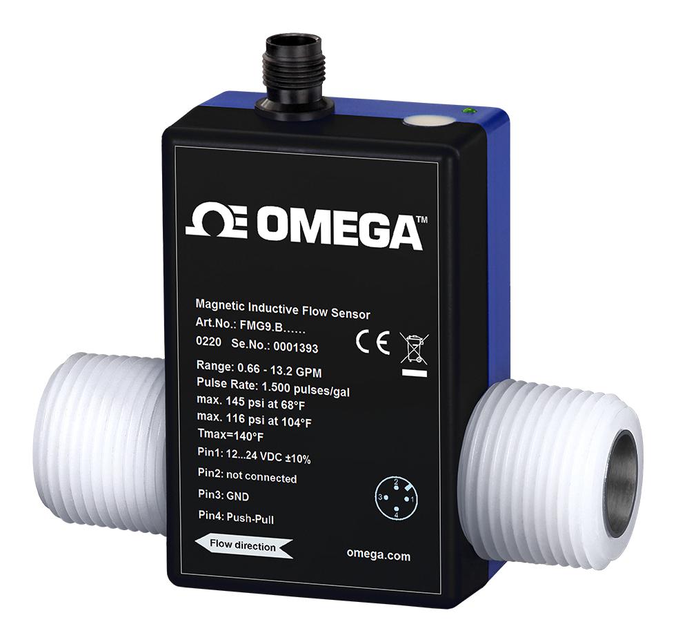FMG920BSSVONPT Omega Flow Meter, 1.3 to 53 GPM