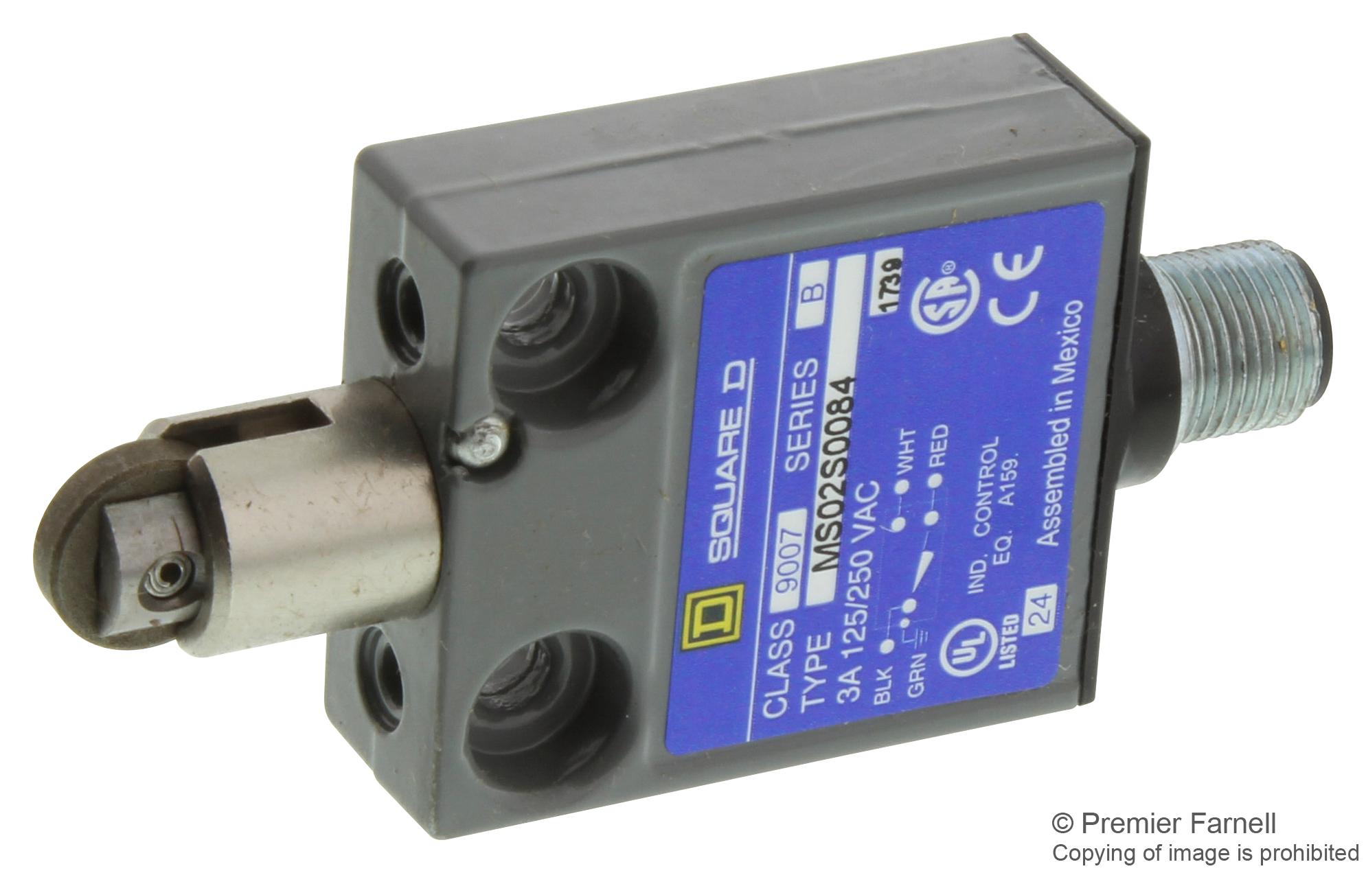 9007MS02S0084 - Square D By Schneider Electric - Limit Switch, Top Roller  Plunger, 10 A