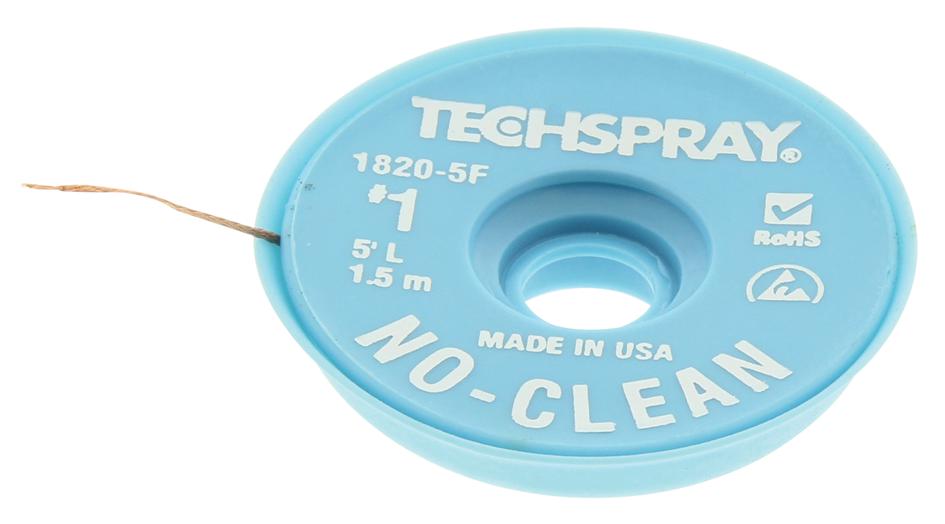 TechSpray NO-CLEAN Solder Wick A/S 4.9mm, #6, Red, 5F
