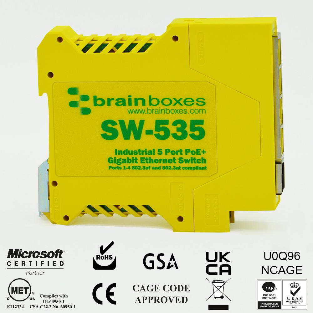 Switch ディスプレイ SW-535 BRAINBOXES, Switch, 5 Ports, Industrial | Newark Electronics