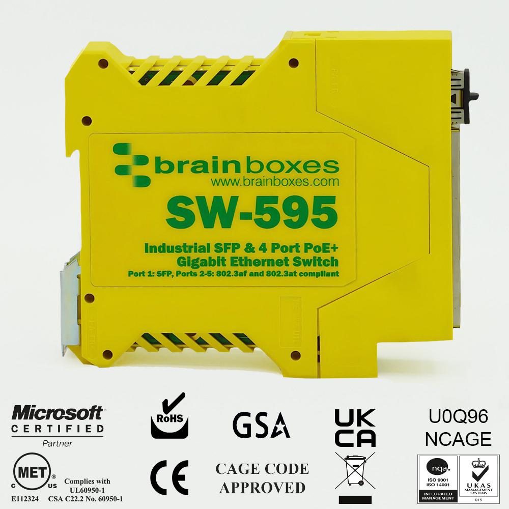 SW-595 BRAINBOXES, Switch, 5 Ports, Industrial | Newark Electronics