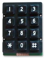 MULTICOMP MCAK207NBBWWP KEYPAD, IP67, BLACK, PLASTIC, 3X4