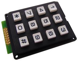 MULTICOMP MCAK304NBWB KEYPAD, 3X4 ARRAY, 0.02A, 24VDC, PLASTIC