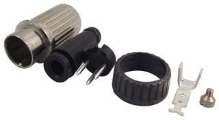 DELTRON COMPONENTS 592-0301 DIN Audio / Video Connector, Locking, Plug, 3, Cable Mount, Metal Body, Silver Plated Contacts RoHS Compliant: Yes