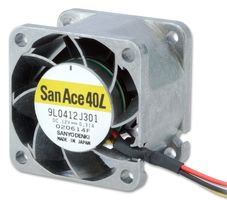 SANYO DENKI 9L0412H301 Axial Fan, Long Life, Ball, 40L Series, 12 VDC, 40 mm, 28 mm, 13.06 cu.ft/min, 0.37 m3/min RoHS Compliant: Yes