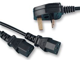 PRO ELEC PE01092 LEAD UK PLUG TO 2X IEC C13 SKT BLK 2M