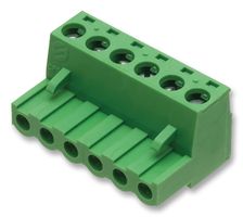 CAMDENBOSS CTB9208/6 Pluggable Terminal Block, 6, 320 V, 12 A, 5.08 mm, 30 AWG, 12 AWG RoHS Compliant: Yes