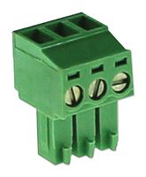 CAMDENBOSS CTB92HE/3 Pluggable Terminal Block, 3, 200 V, 10 A, 3.81 mm, 30 AWG, 16 AWG RoHS Compliant: Yes