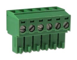 CAMDENBOSS CTB92HE/6 Pluggable Terminal Block, 6, 200 V, 10 A, 3.81 mm, 30 AWG, 16 AWG RoHS Compliant: Yes
