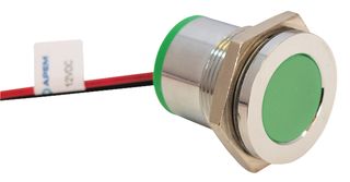 APEM Q22F7CXXG24E PANEL MOUNT INDICATOR, LED, 22MM, GREEN, 24VDC
