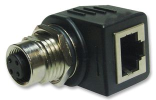 AMPHENOL LTW RJS-12D04FF-RS8001 ADAPTOR, M12 SOCKET TO RJ45, R/A