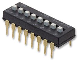 C&K COMPONENTS SDA08H1BD INTERRUPTOR, ELEVADO, 8 VÃAS, THT