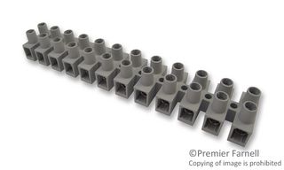 CAMDENBOSS CTSN634/12W Panel Mount Barrier Terminal Block, 12, 1, 750 V, 50 A, 8 AWG RoHS Compliant: Yes