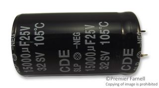 CORNELL DUBILIER SLP153M025C4P3 CONDEN, 15000?F, 25V, ALU ELEC, PRESIÃN