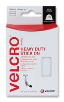 VELCRO VEL-EC60240 HD STICK ON STRIP, WHITE, 50MM, PK2