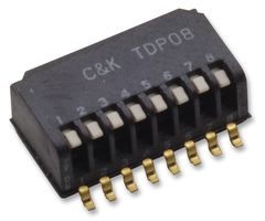 C&K COMPONENTS TDP08H0SBD1 DIP Switch, TDP Series, SPST, DIP, SMD, 100 mA, 24 V RoHS Compliant: Yes