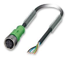 PHOENIX CONTACT 1683374 Sensor Cable, PUR, M12 Sensor Straight 5 Position Receptacle, Free Ends, 10 m, 393.7 " RoHS Compliant: Yes