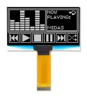 MIDAS DISPLAYS MCOT128064HV-WM OLED DISPLAY, 128 X 64, WHITE, 64.19MM