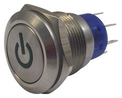 MULTICOMP PRO MPB19-D0F21P-612-JQ Illuminated Pushbutton Switch, MPB19 Series, DPST-NO, DPST-NC, Pull-on Lock, 5 A, 250 V, Green RoHS Compliant: Yes