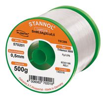 STANNOL TRILENCE 3505 0.5MM REL1 SOLDER WIRE, 96.5/3/0.5 SN/AG/CU, 500G