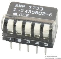 ALCOSWITCH - TE CONNECTIVITY RIGHT ANGLE DIP SW 5 P SEALED DIP SWITCH, 5POS, SPST, PIANO KEY, TH