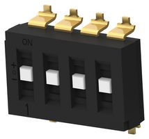 ALCOSWITCH - TE CONNECTIVITY TDS04SGRNTR04 DIP SWITCH, 4POS, SP3T, SLIDE, SMD