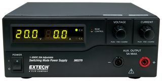 EXTECH INSTRUMENTS 382275 DC POWER SUPPLY, 1 OUTPUT, ADJ, 20A/30V