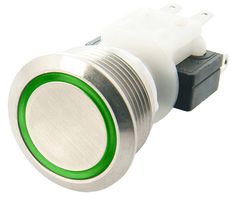 ITW SWITCHES H48M-212G/4044 PB SW, ILLUM, SPDT-DB, 10A, 250VAC, GRN